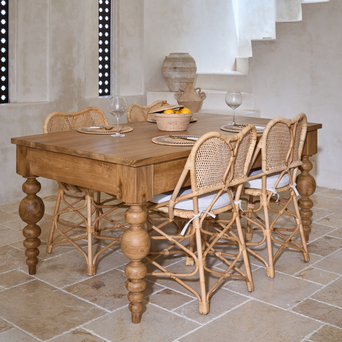 Sulawesi Rattan Dining Chairs  with seat cushion