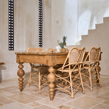 Desa Teak Rectangular Dining Table 1.8m long with unique carved legs