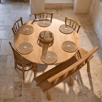 Desa Teak Round Dining Table 1.5m diameter with unique ball legs