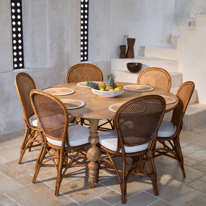 Desa Teak Round Dining Table 1.5m diameter with unique ball legs