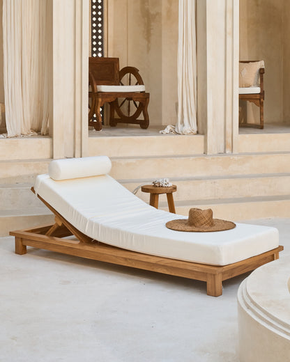 Elok Recycled Teak Outdoor Sun Lounger with XL mattress