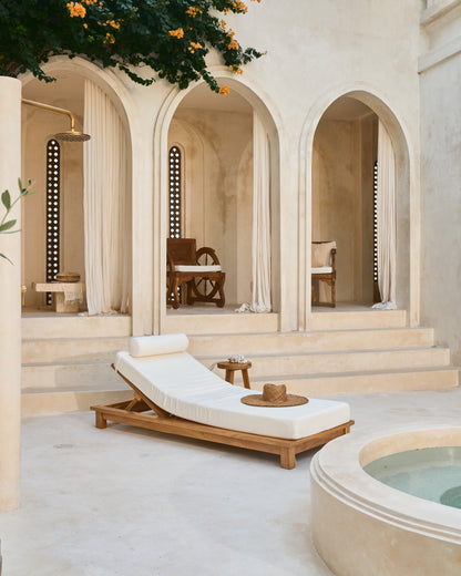 Elok Recycled Teak Outdoor Sun Lounger with XL mattress