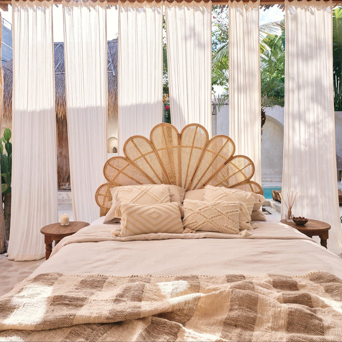 Gili Rattan Flower  Bedhead - King, Queen, Double, King Single