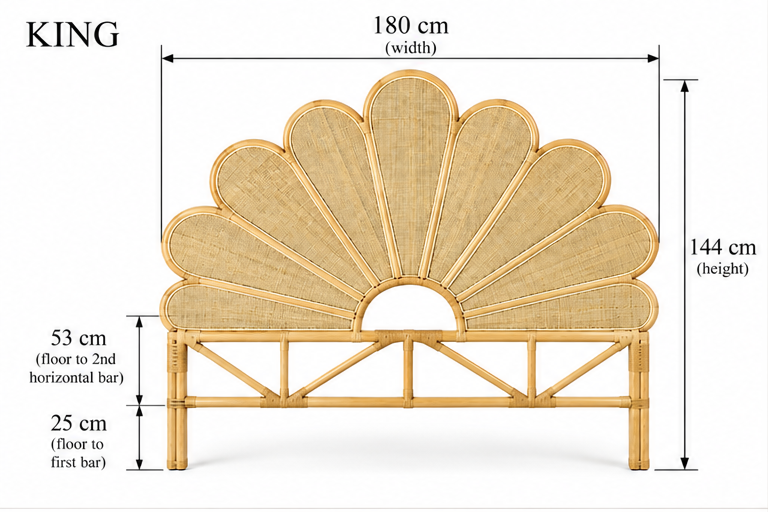 Gili Rattan Flower  Bedhead - King, Queen, Double, King Single