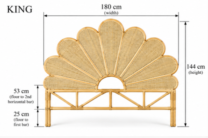 Gili Rattan Flower  Bedhead - King, Queen, Double, King Single