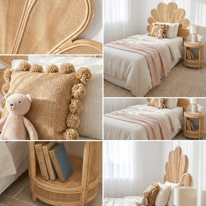 Gili Rattan Flower  Bedhead - Double, King Single
