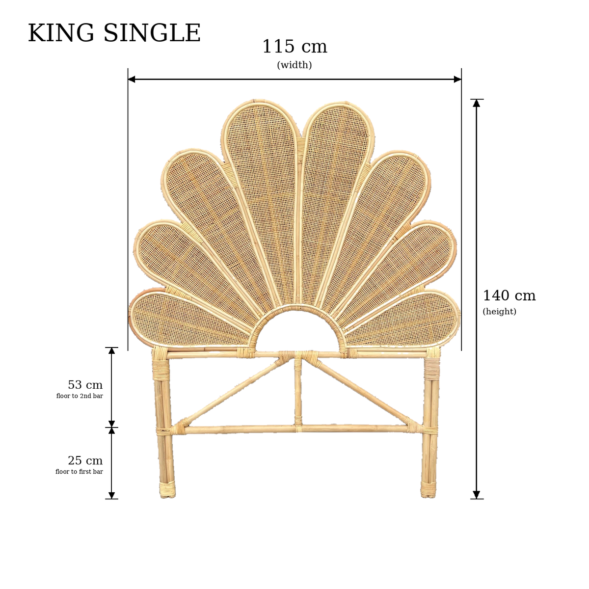 Gili Rattan Flower  Bedhead - Double, King Single