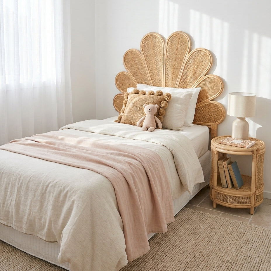 Gili Rattan Flower  Bedhead - Double, King Single