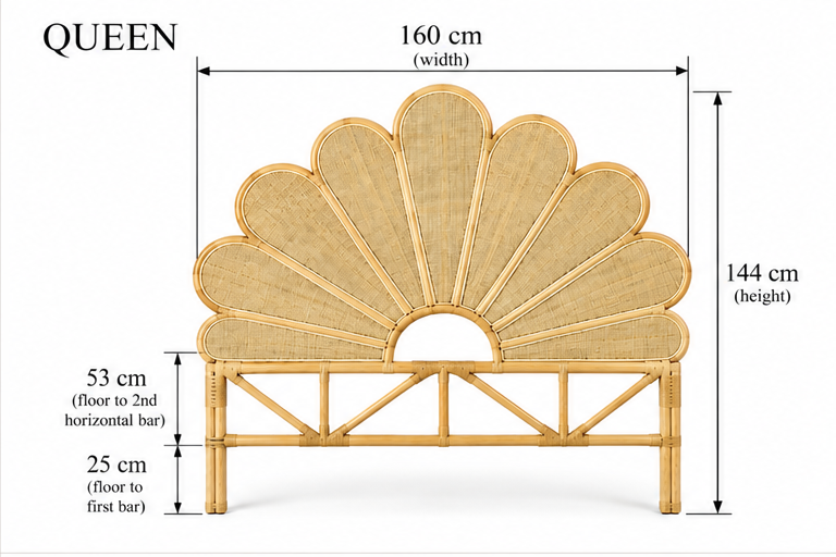 Gili Rattan Flower  Bedhead - King, Queen, Double, King Single