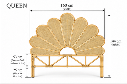 Gili Rattan Flower  Bedhead - King, Queen, Double, King Single