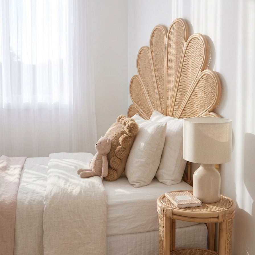 Gili Rattan Flower  Bedhead - Double, King Single