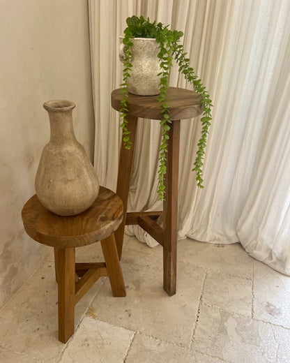 Tiga Teak Round Tri-Stand Kitchen Bar Stool