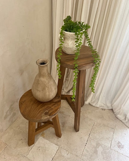 Tiga Teak Round Tri-Stand Kitchen Bar Stool