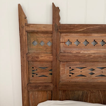 JIWA Lintang Vintage Original Teak Carved Bedhead - Queen