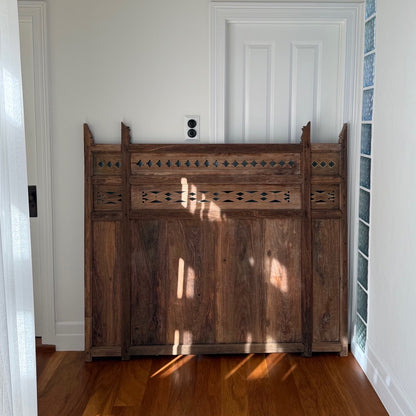 JIWA Lintang Vintage Original Teak Carved Bedhead - Queen