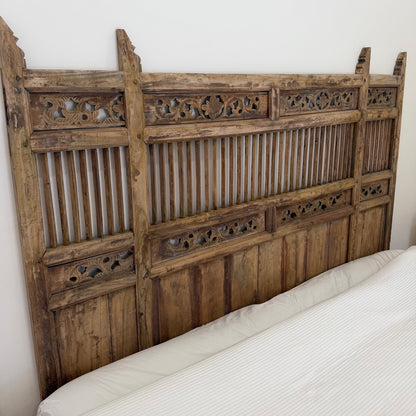 JIWA Raja Vintage Original Teak Carved Bedhead - King