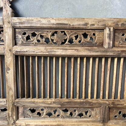 JIWA Raja Vintage Original Teak Carved Bedhead - King