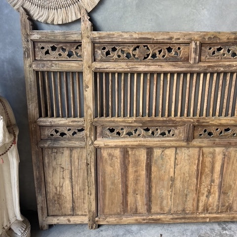 JIWA Raja Vintage Original Teak Carved Bedhead - King