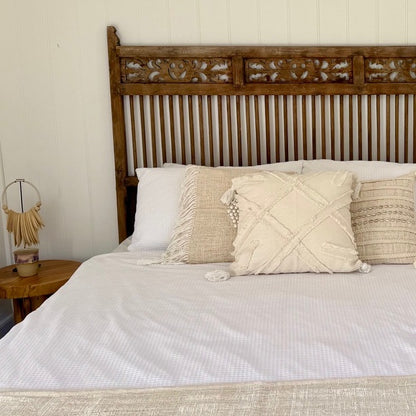 JIWA Taman Vintage Original Teak Carved Bedhead - Queen