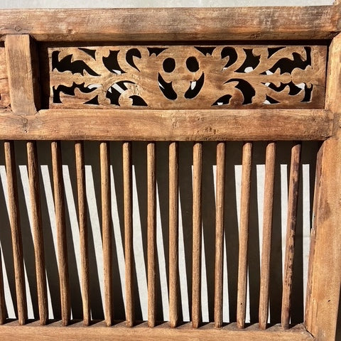 JIWA Taman Vintage Original Teak Carved Bedhead - Queen