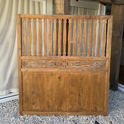 JIWA Tinggi Tall Vintage Original Teak Carved Bedhead - Queen