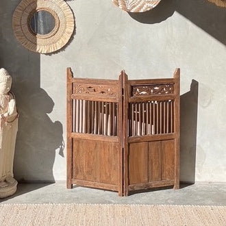 JIWA Taman Vintage Original Teak Two Panel Screen