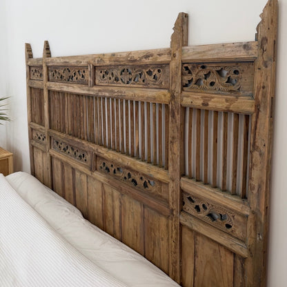JIWA Raja Vintage Original Teak Carved Bedhead - King