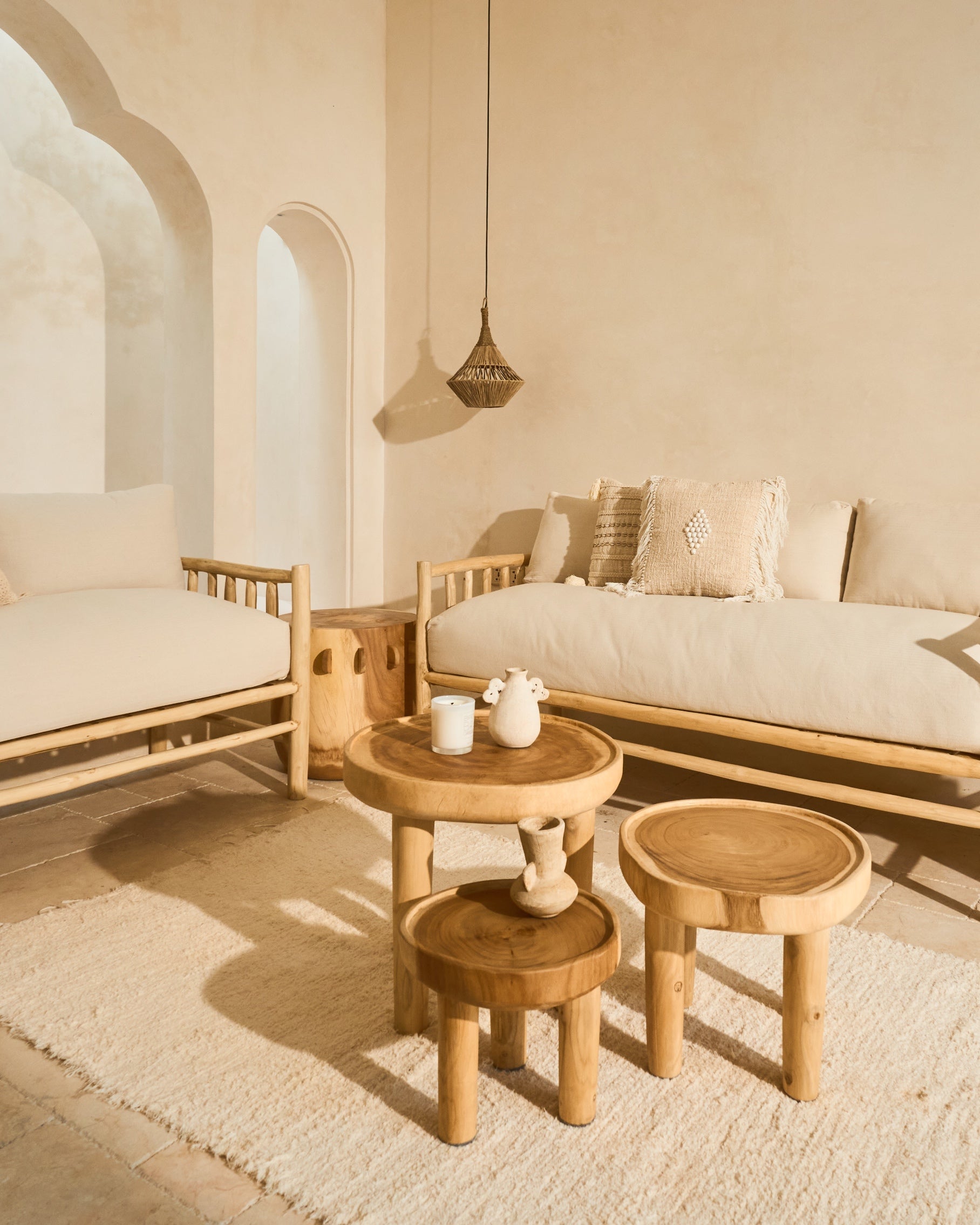 Lampu Suar Wood Round Tables - three sizes