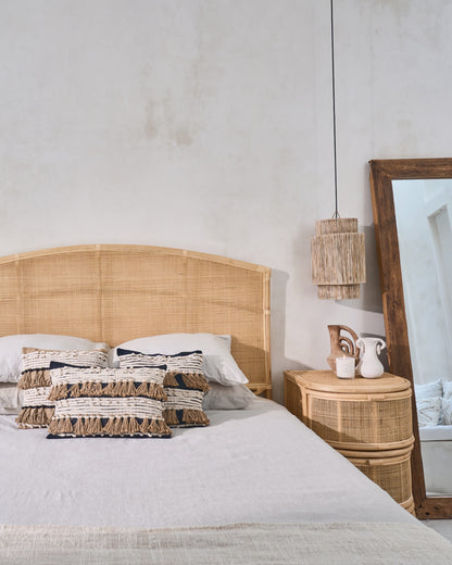 Bulat Rattan Weave Curved Side Table with drawers