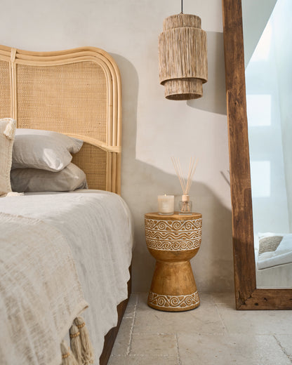 Timor Carved Whitewash Wood Martini Side Tables