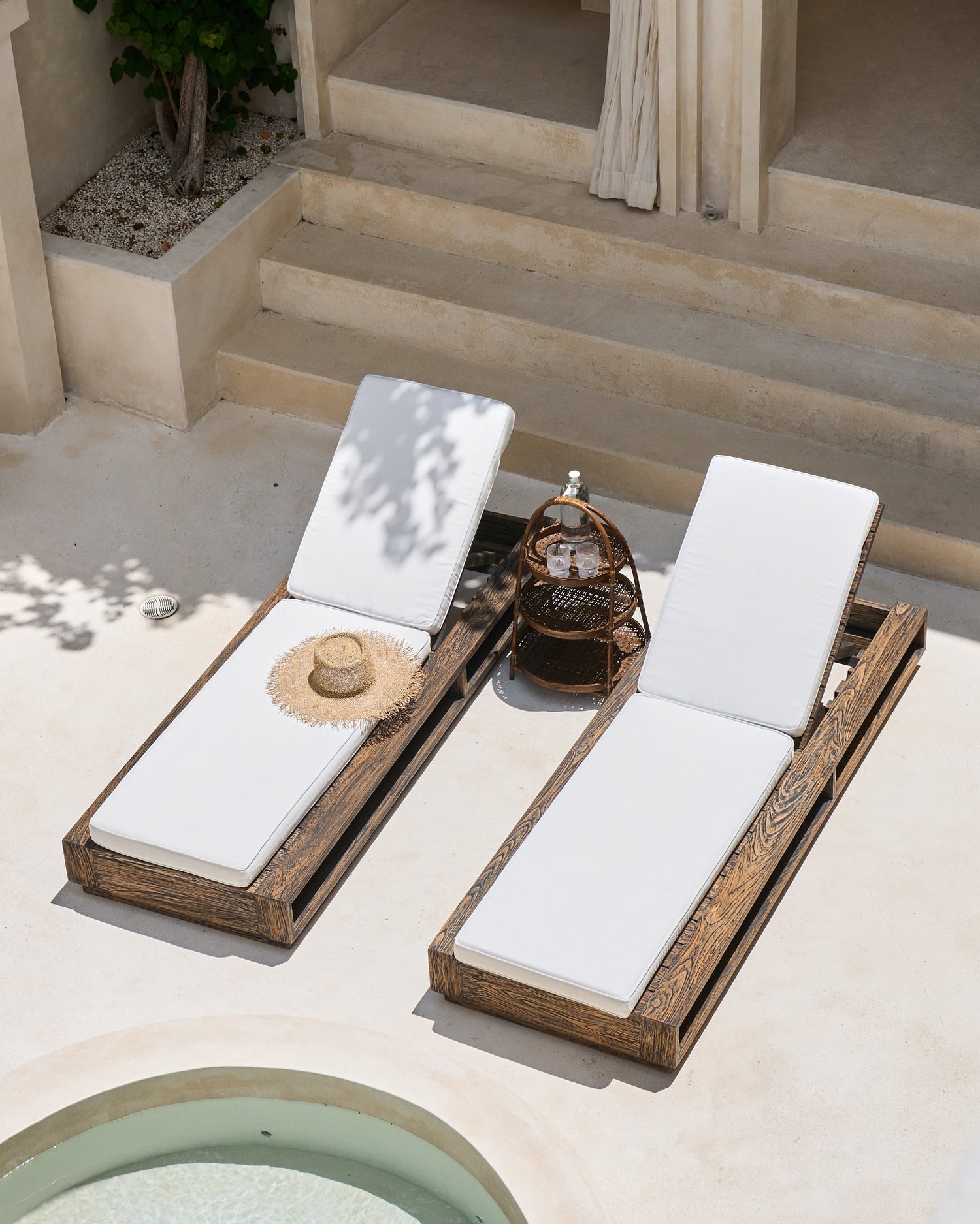 Panas Recycled Teak Outdoor Sun Lounger - BlackWash