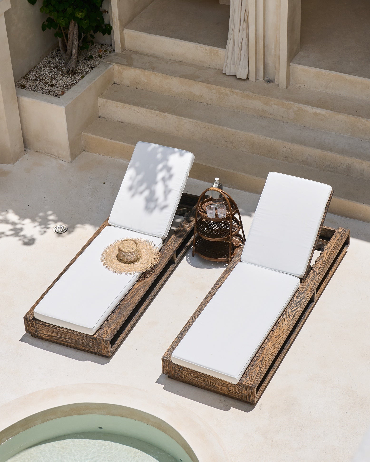 Panas Recycled Teak Outdoor Sun Lounger - BlackWash