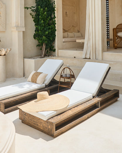 Panas Recycled Teak Outdoor Sun Lounger - BlackWash