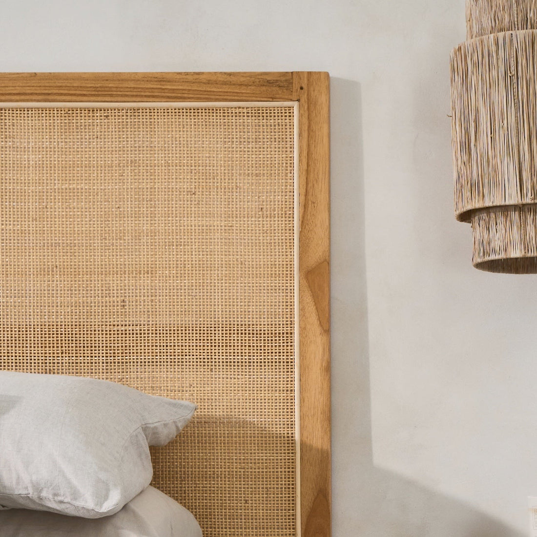 Penida Woven Rattan Mahogany Bedhead | Honey Colour - King, Queen, Double