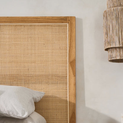 Penida Woven Rattan Mahogany Bedhead - King, Queen, Double
