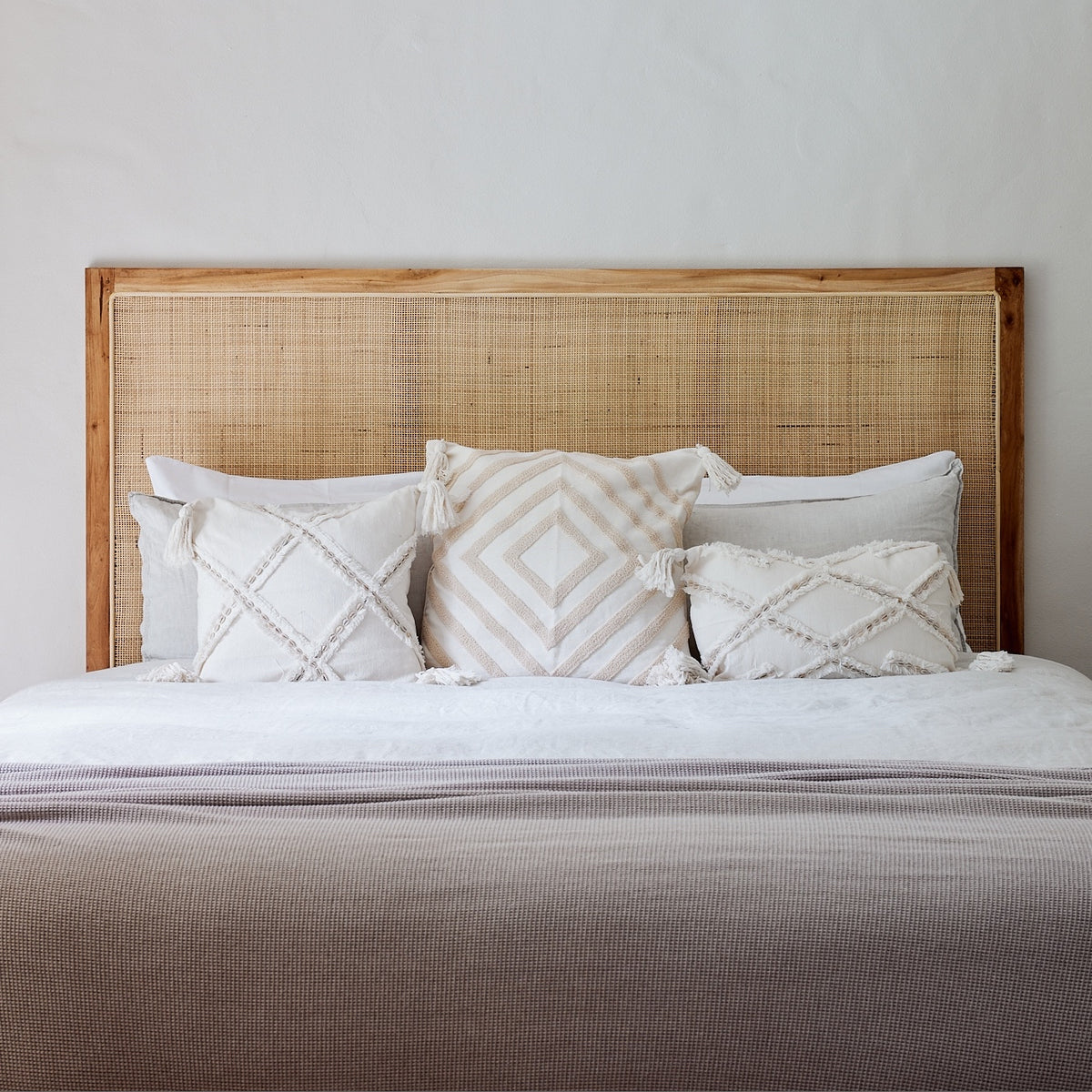 Penida Woven Rattan Mahogany Bedhead - King, Queen, Double