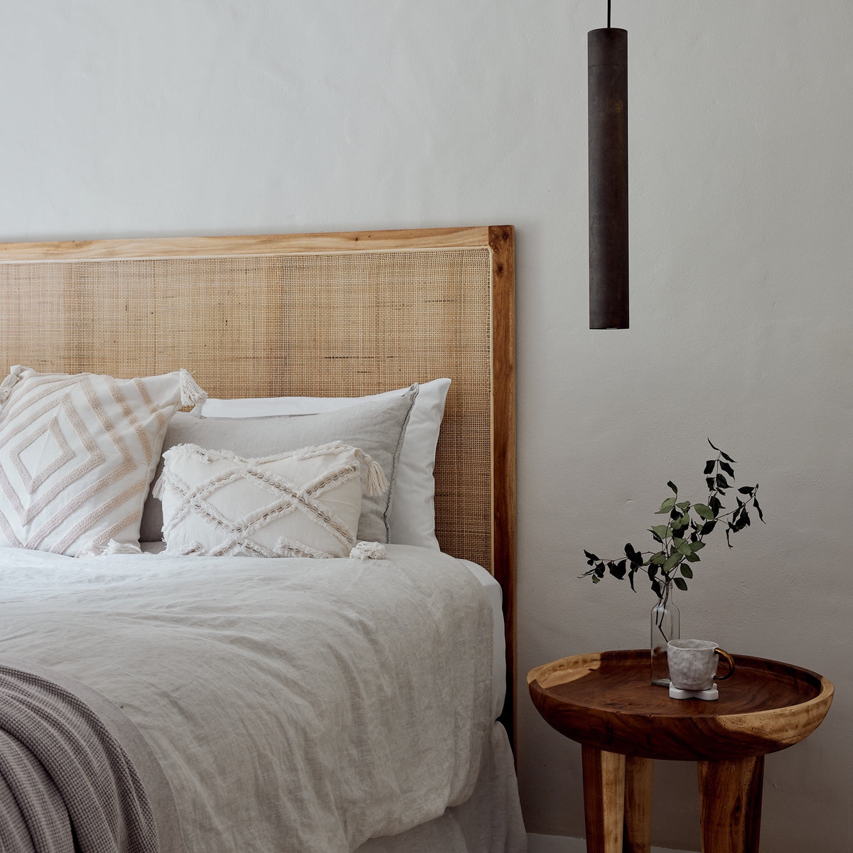 Penida Woven Rattan Mahogany Bedhead - King, Queen, Double