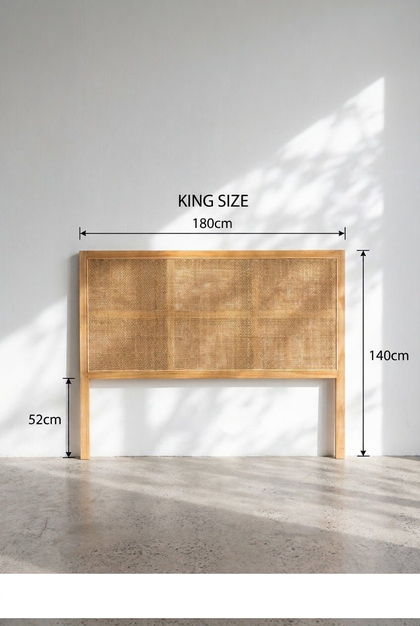 Penida Woven Rattan Mahogany Bedhead - King, Queen, Double