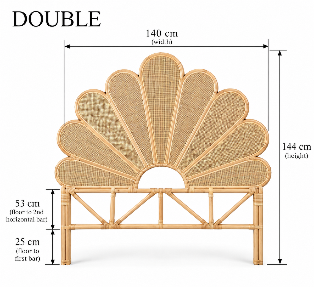 Gili Rattan Flower  Bedhead - Double, King Single