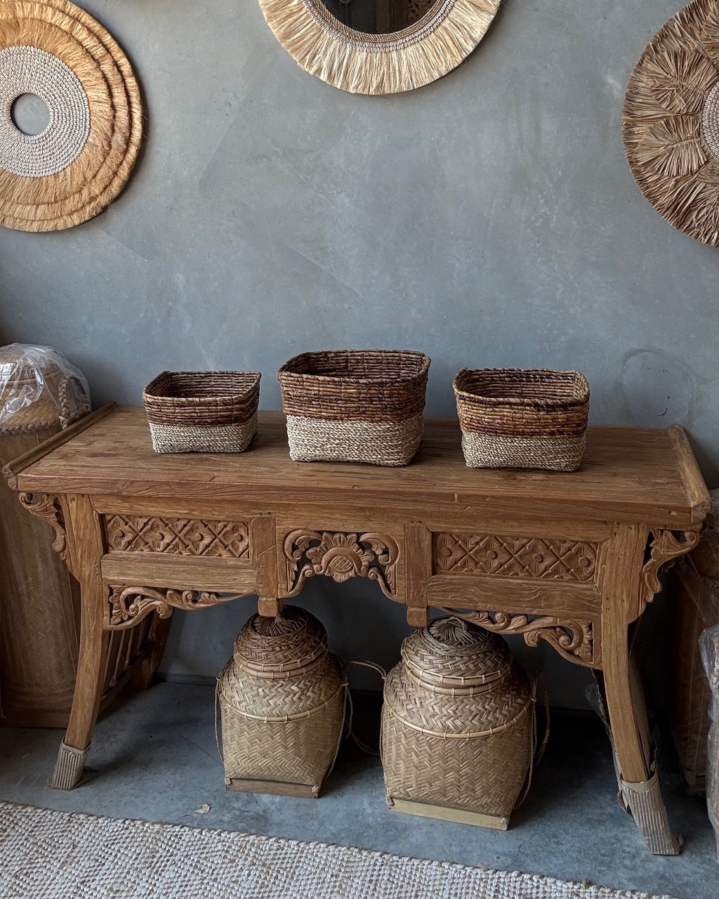 Seagrass Rectangular Basket - Natural Texture, S, M, L