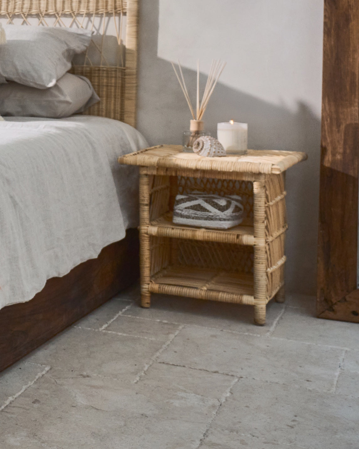 Berlian Design Cane Open Shelf Side Table