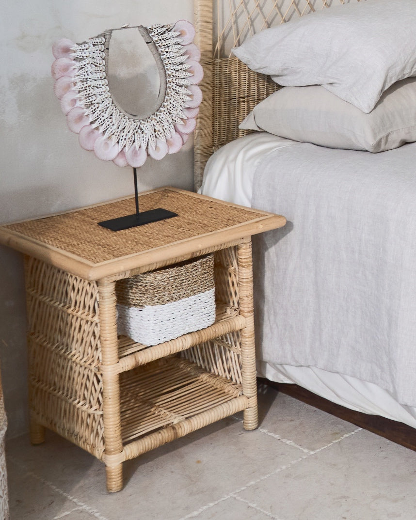 Berlian Design Cane Open Shelf Side Table