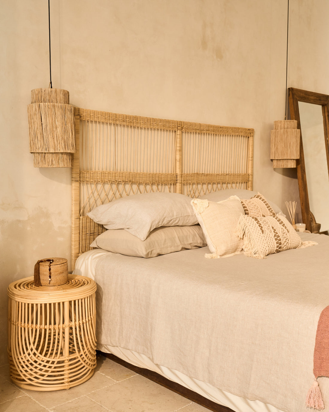 Rote Cane Three Panel Design Bedhead