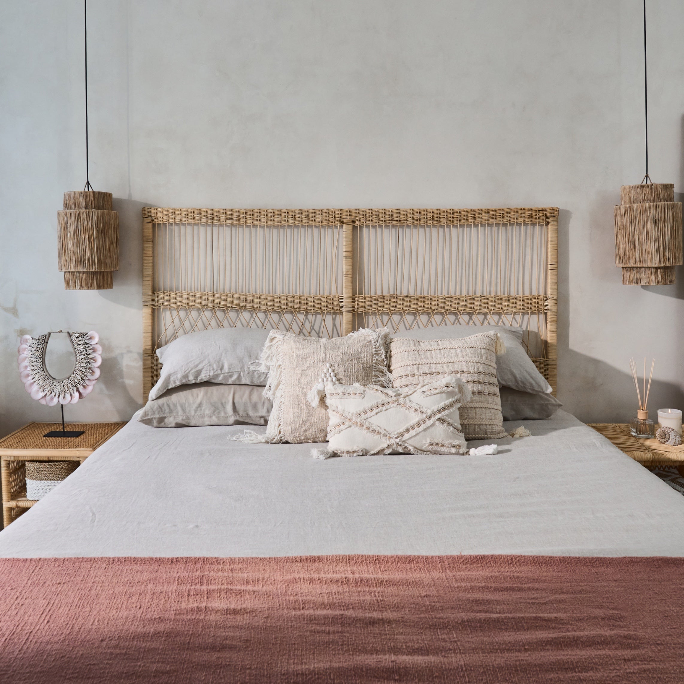 Rote Cane Panel Design Bedhead - King, Queen, Double