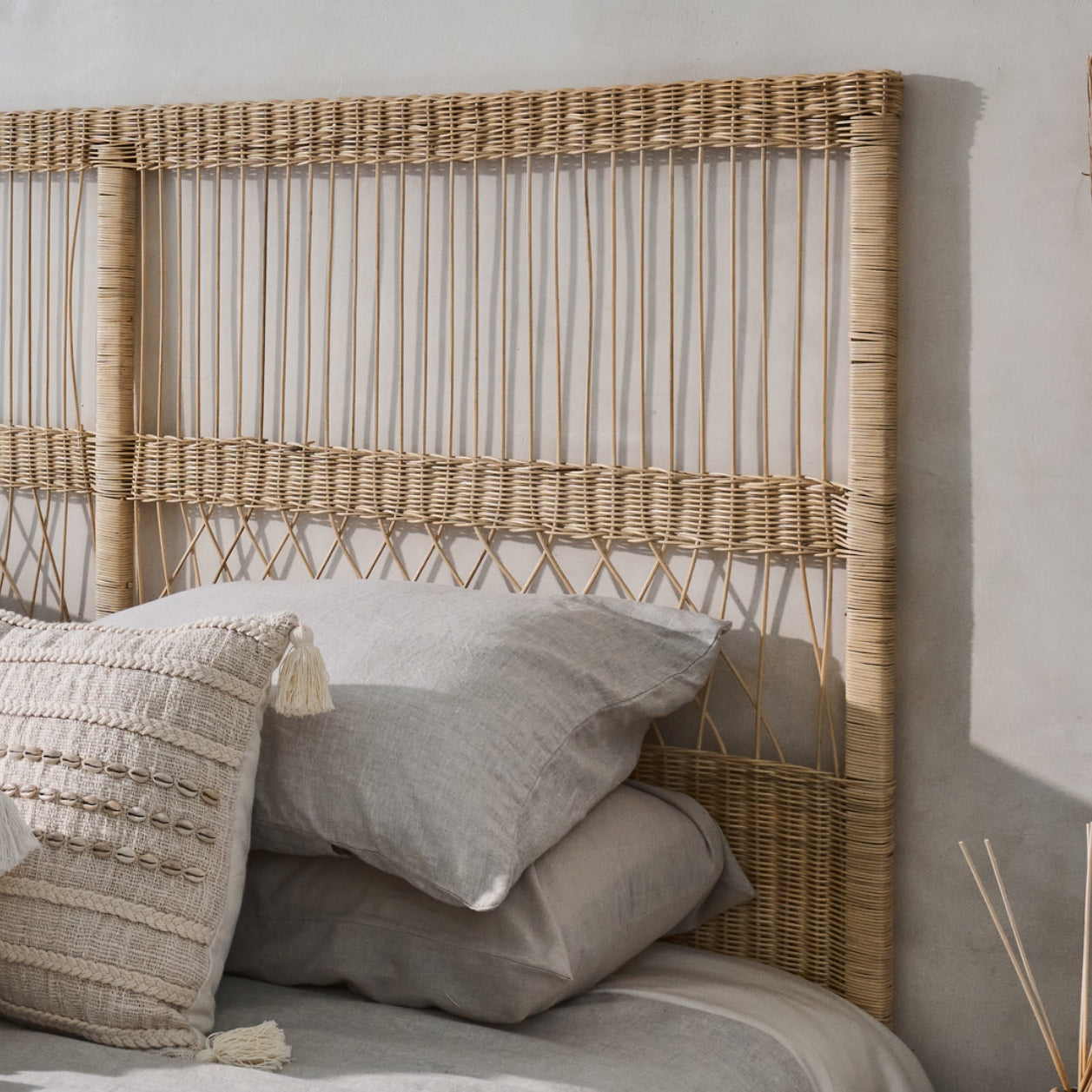Rote Cane Panel Design Bedhead - King, Queen, Double