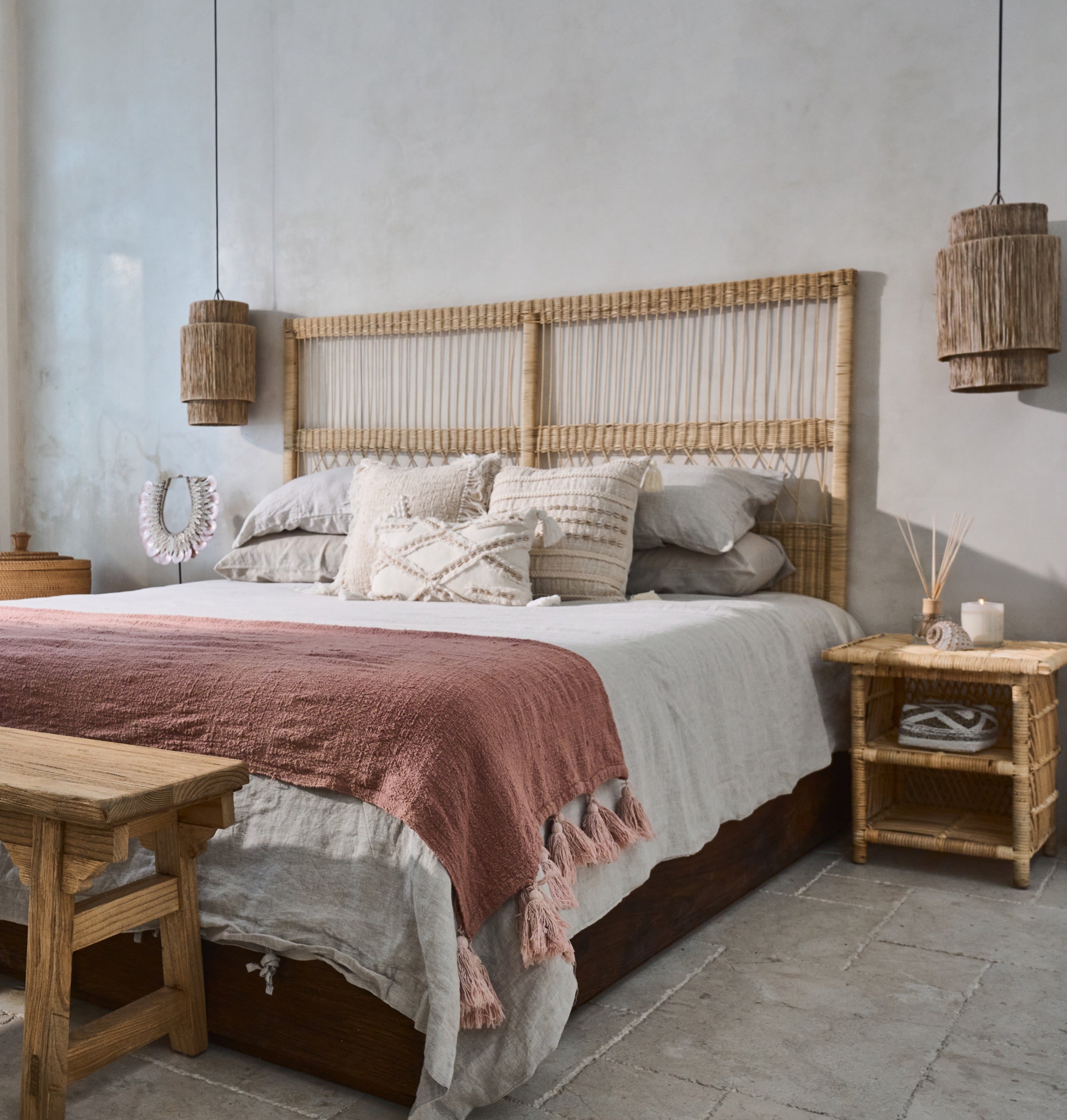 Rote Cane Panel Design Bedhead - King, Queen, Double