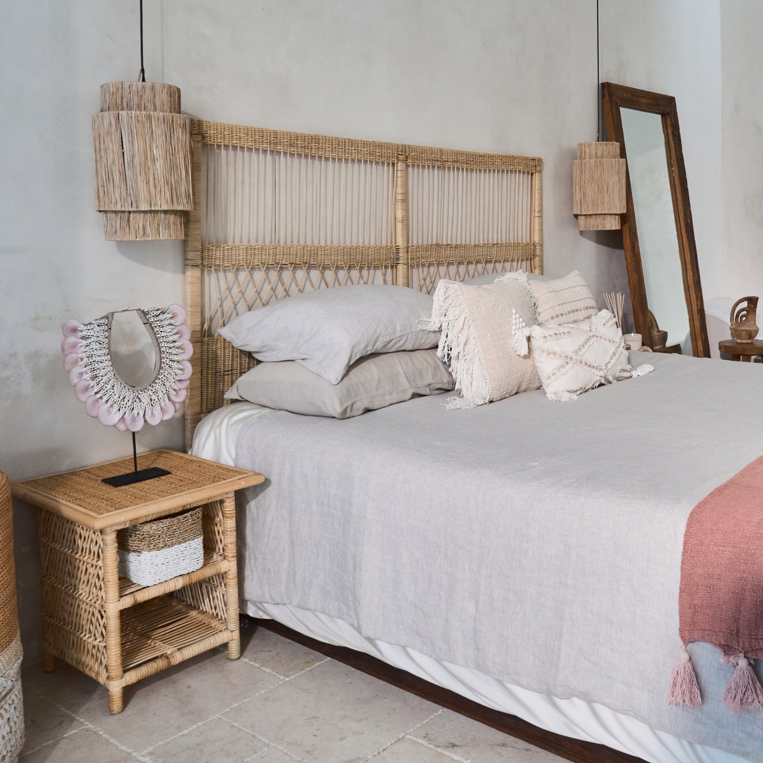 Rote Cane Panel Design Bedhead - King, Queen, Double