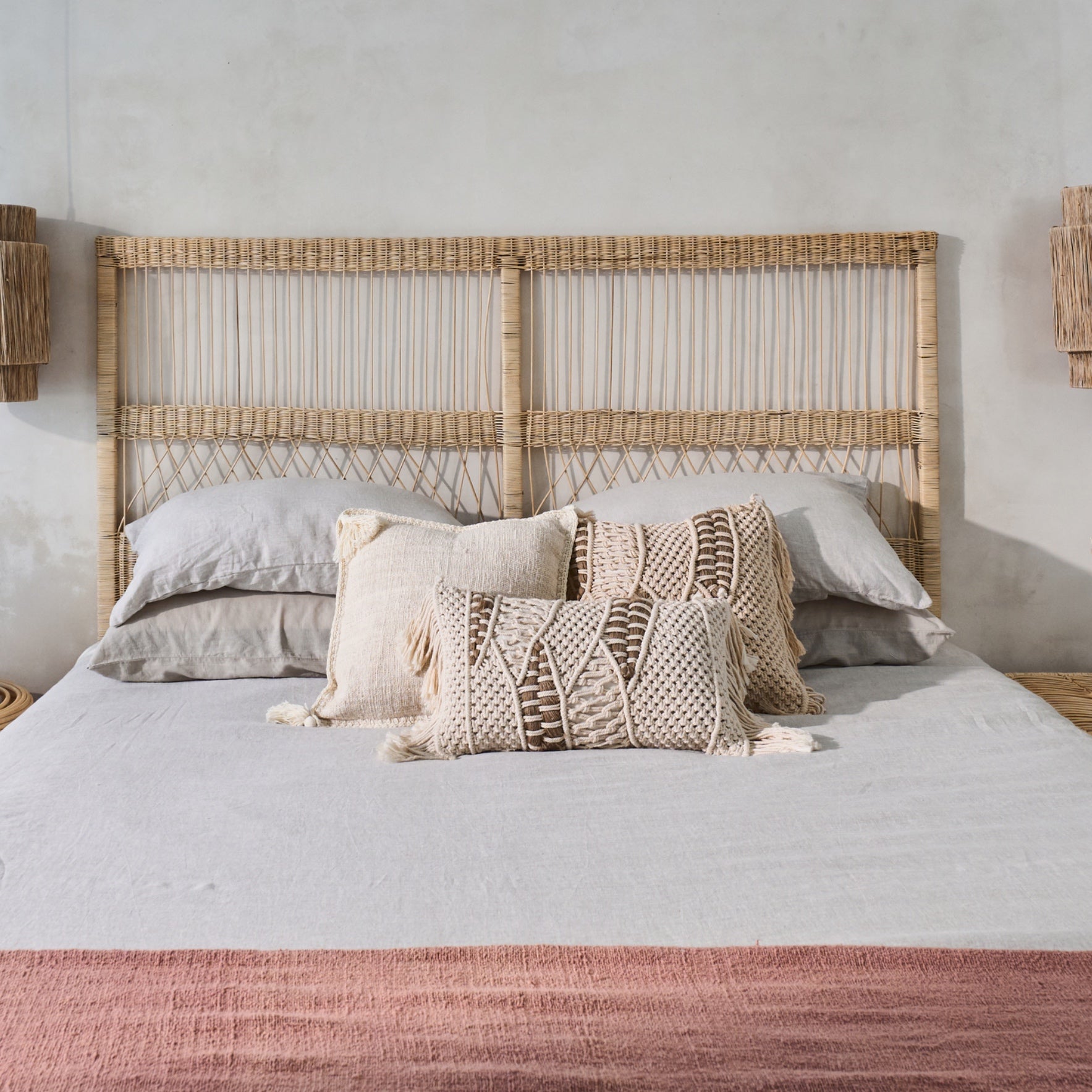 Rote Cane Panel Design Bedhead - King, Queen, Double