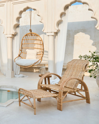 Santai Rattan Relax Sun Lounger with built-in foot stool