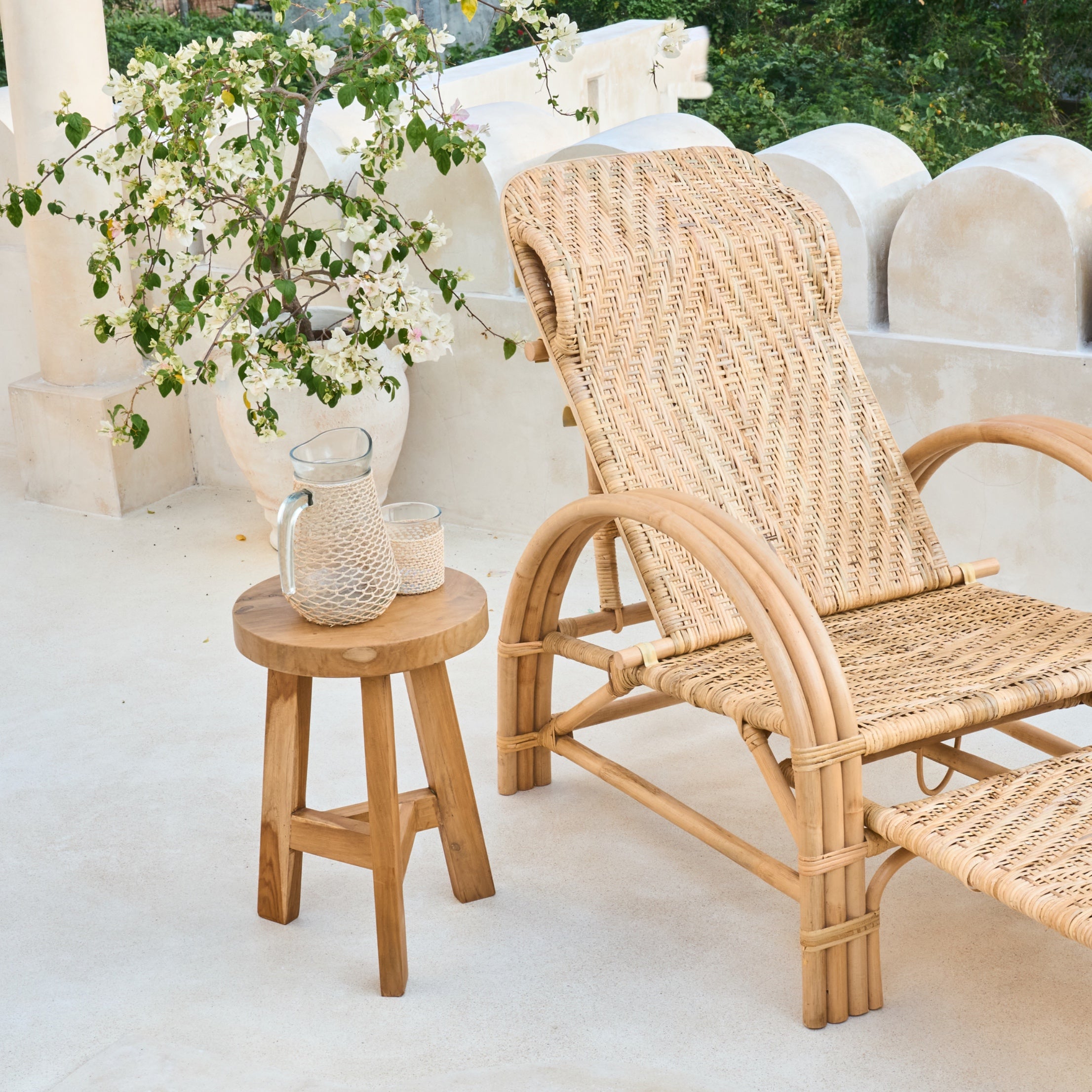 Tiga Teak Round Three Leg Stool Table